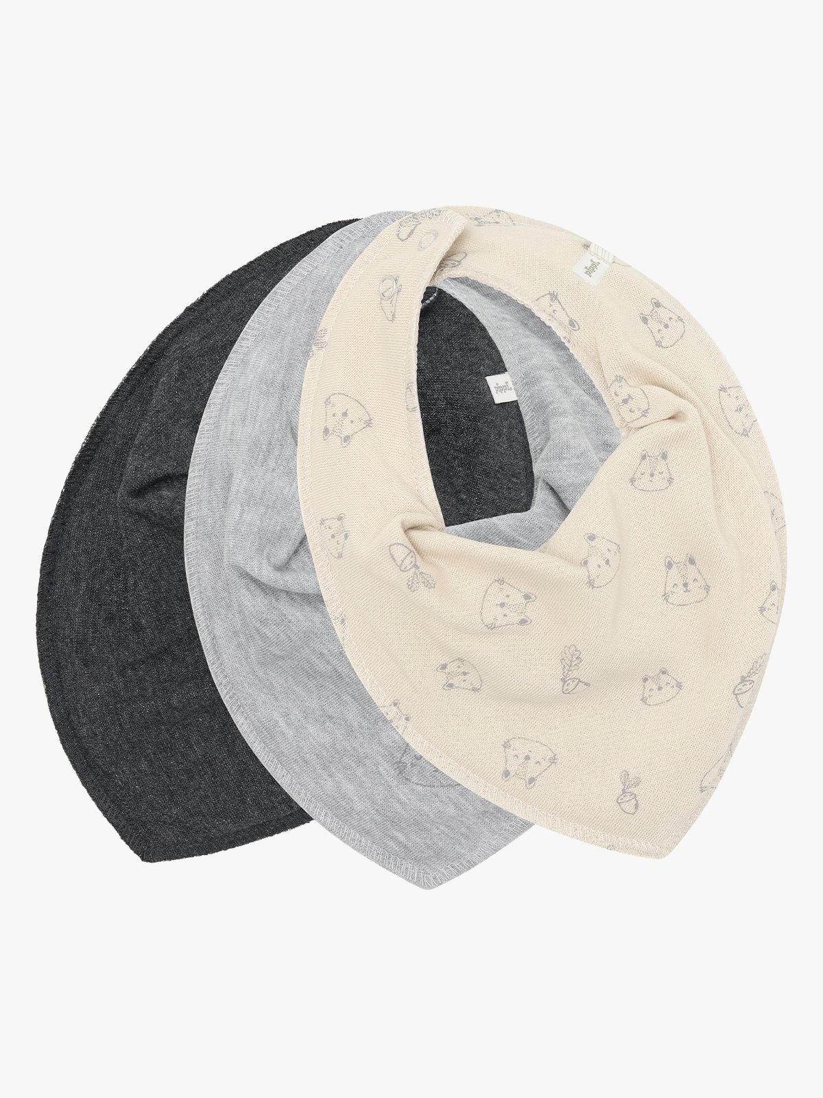 Pippi Bandana Bib Uni -AOP (3-pack) Grå