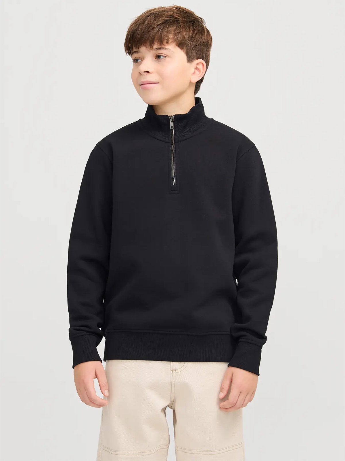 Jack and Jones Junior Bradley Sweat Half Zip Junior Black