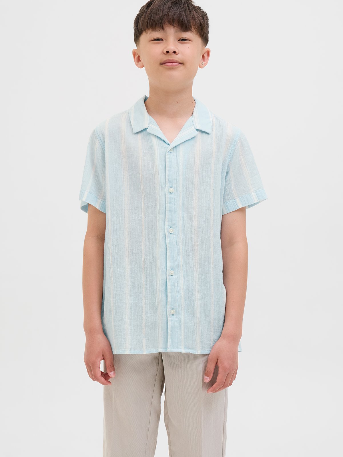 Jack and Jones Junior Tavira Luke Stripe Shirt Junior Skyway