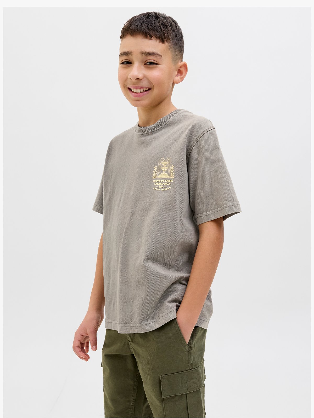 Jack and Jones Junior Junior Blumanson Short Sleeve Tee Junior Steeple Gray