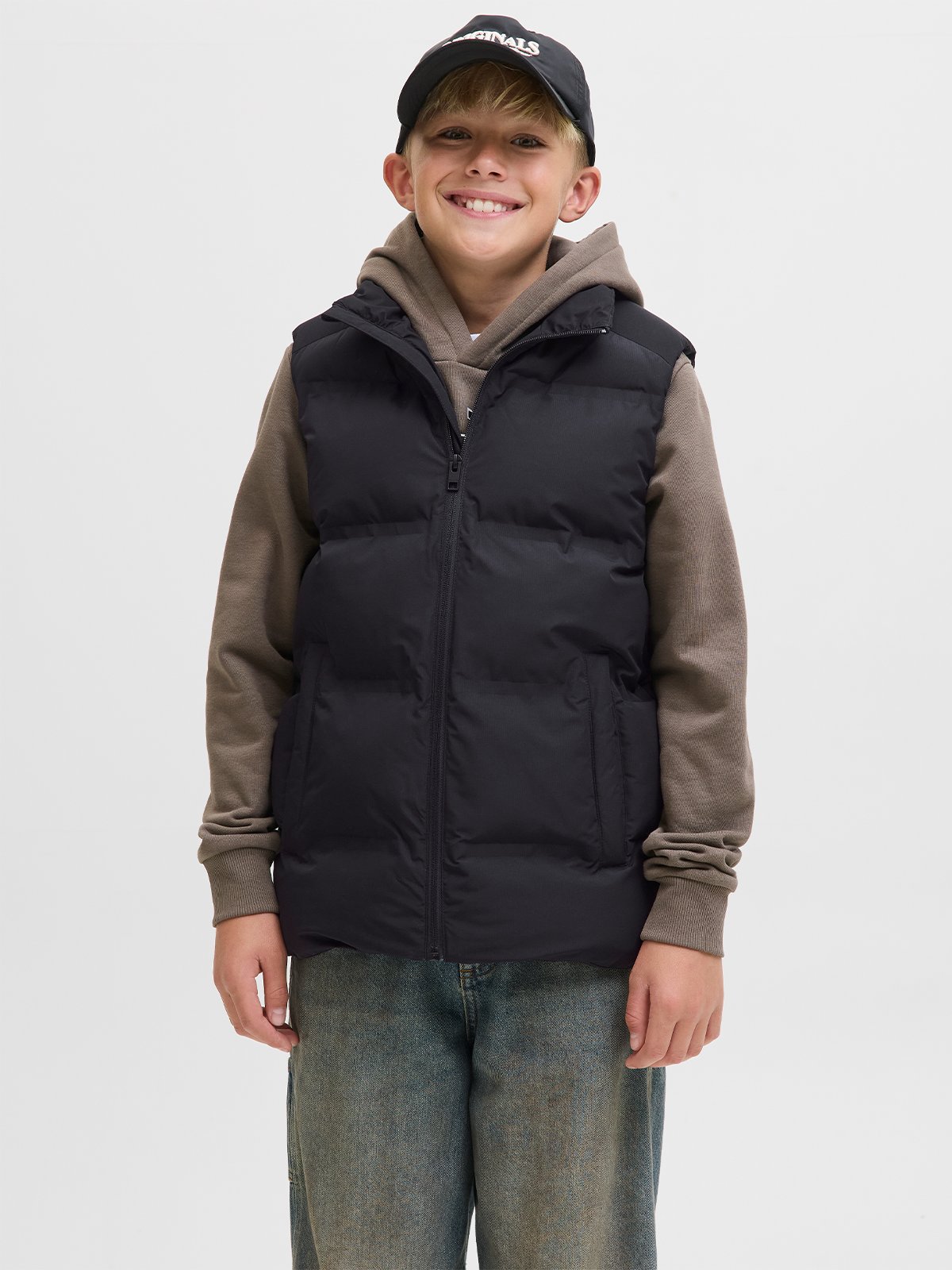 Jack and Jones Junior Soho Bodywarmer Collar Jnr Black