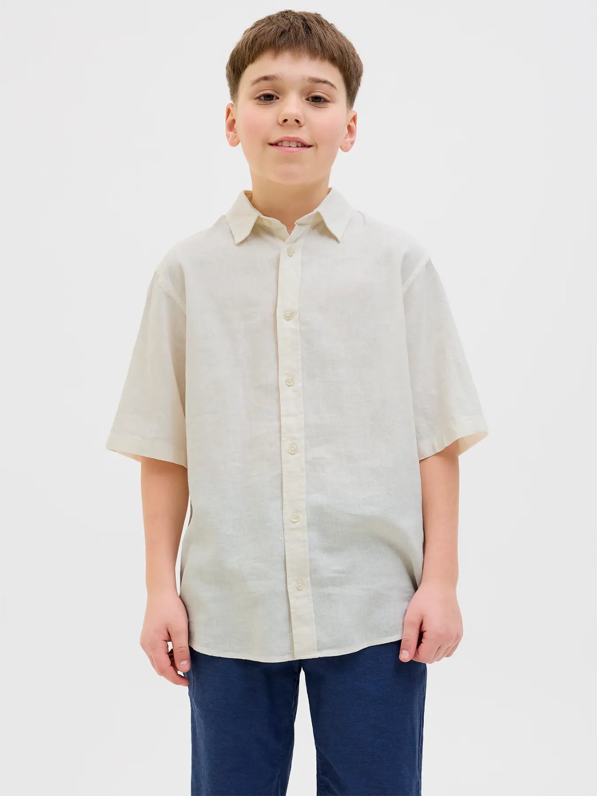 Jack and Jones Junior Paros Oversized Shirt Short Sleeve Junior Antique White