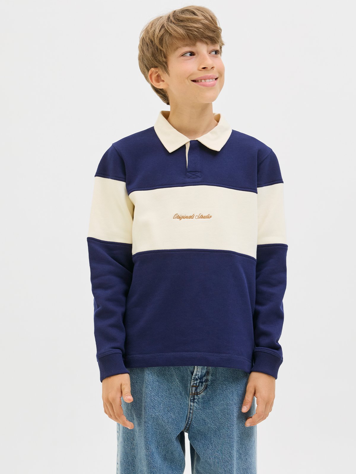 Jack and Jones Junior Norrebro Blocking Sweat Polo Ocean cavern