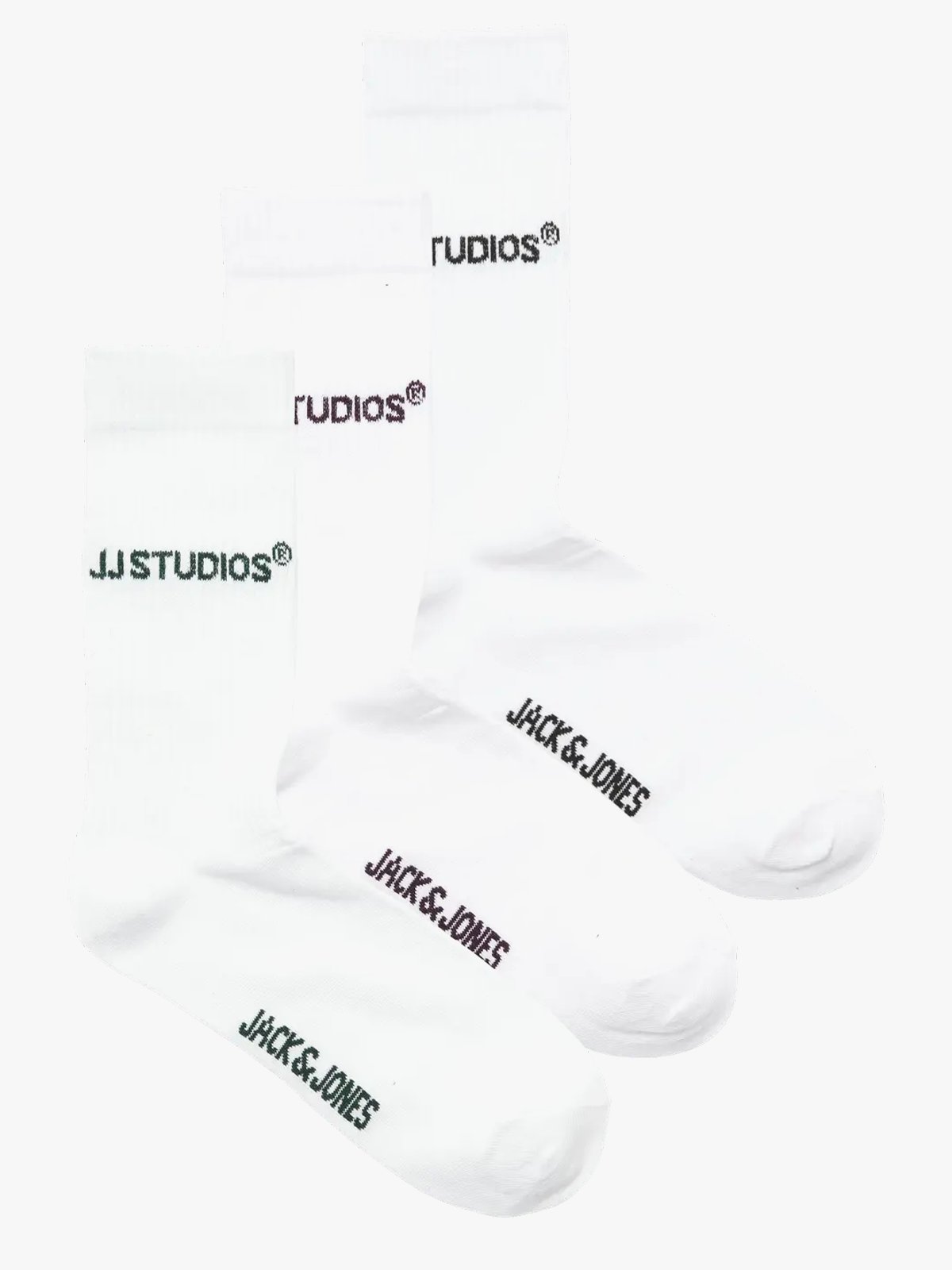 Jack and Jones Soho Tennis Socks 3 Pack White Duffel Bag Logo - Black Logo - Plum Perfect Logo