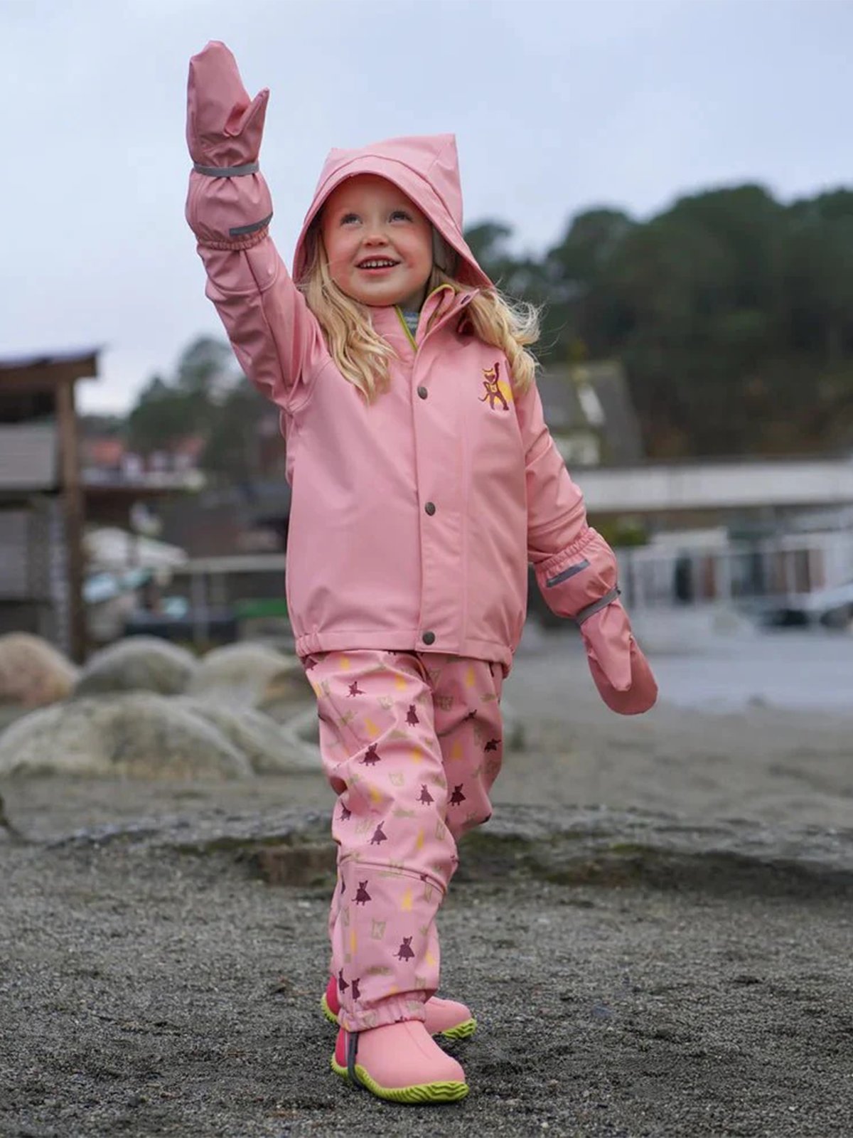 Kattnakken Regnsett Plask Rosa Krystall