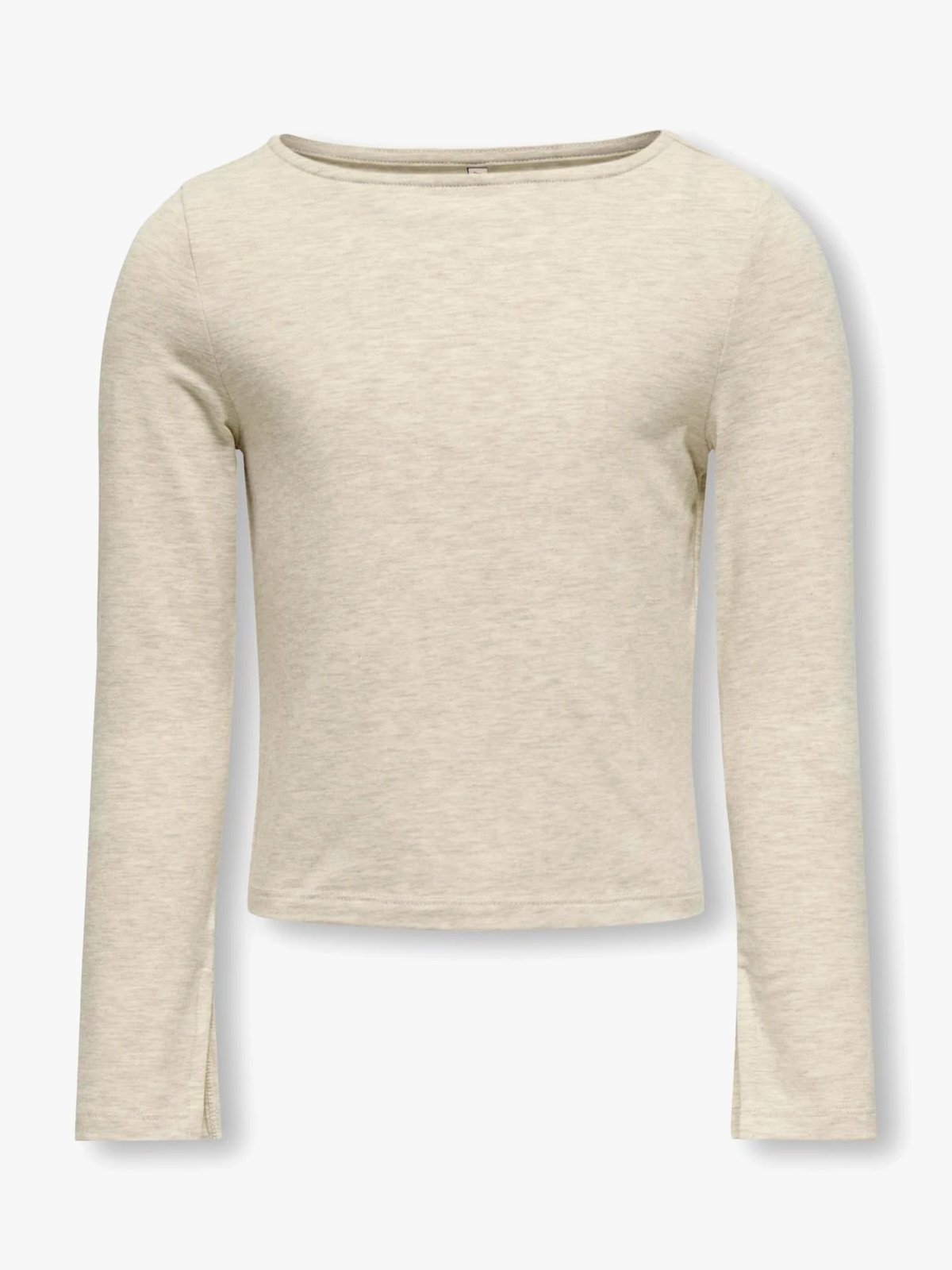 Kids Only Felina Long Sleeve Boatneck Slit Top Pumice Stone Melange