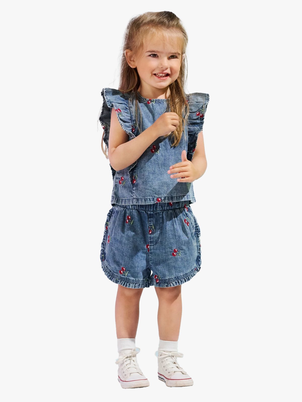 Kids Only Dandy Cherry Frill Denim Top Medium Blue