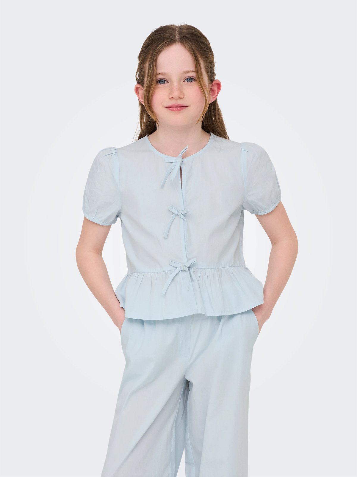 Kids Only Clara Life Short Sleeve Bow Shirt Junior Ballad Blue