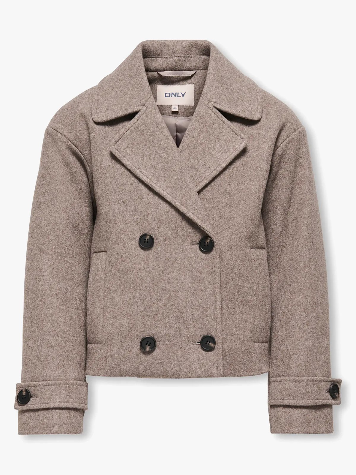 Kids Only Adina Life Long Sleeve A-Shape Peacoat Jacket Taupe Gray Melange