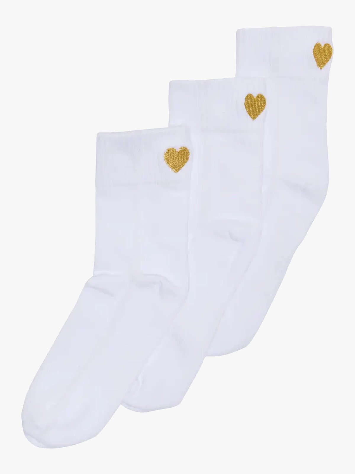 Kids Only Tine Heart Tennis Sock 3-Pack White Gold Lurex Heart