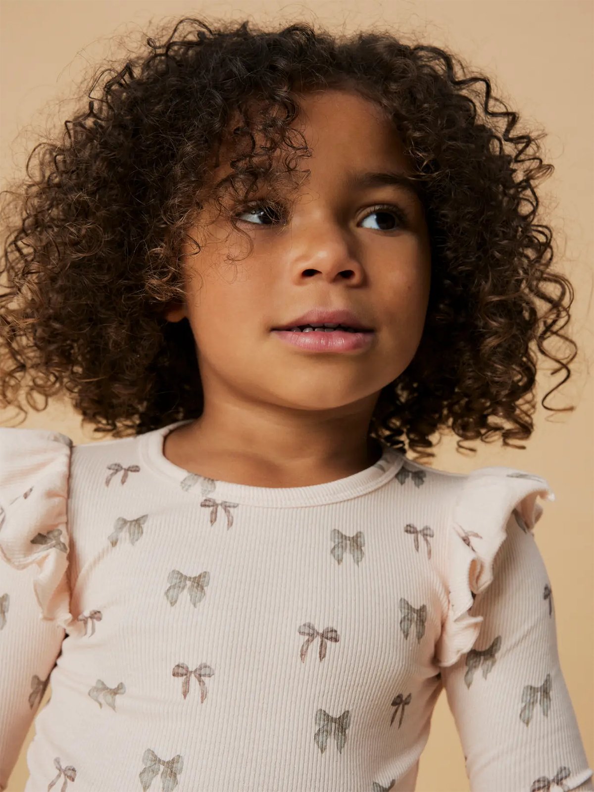 Lil- Atelier Gavo Eko Long Sleeve Slim Top Silver Peony BOW