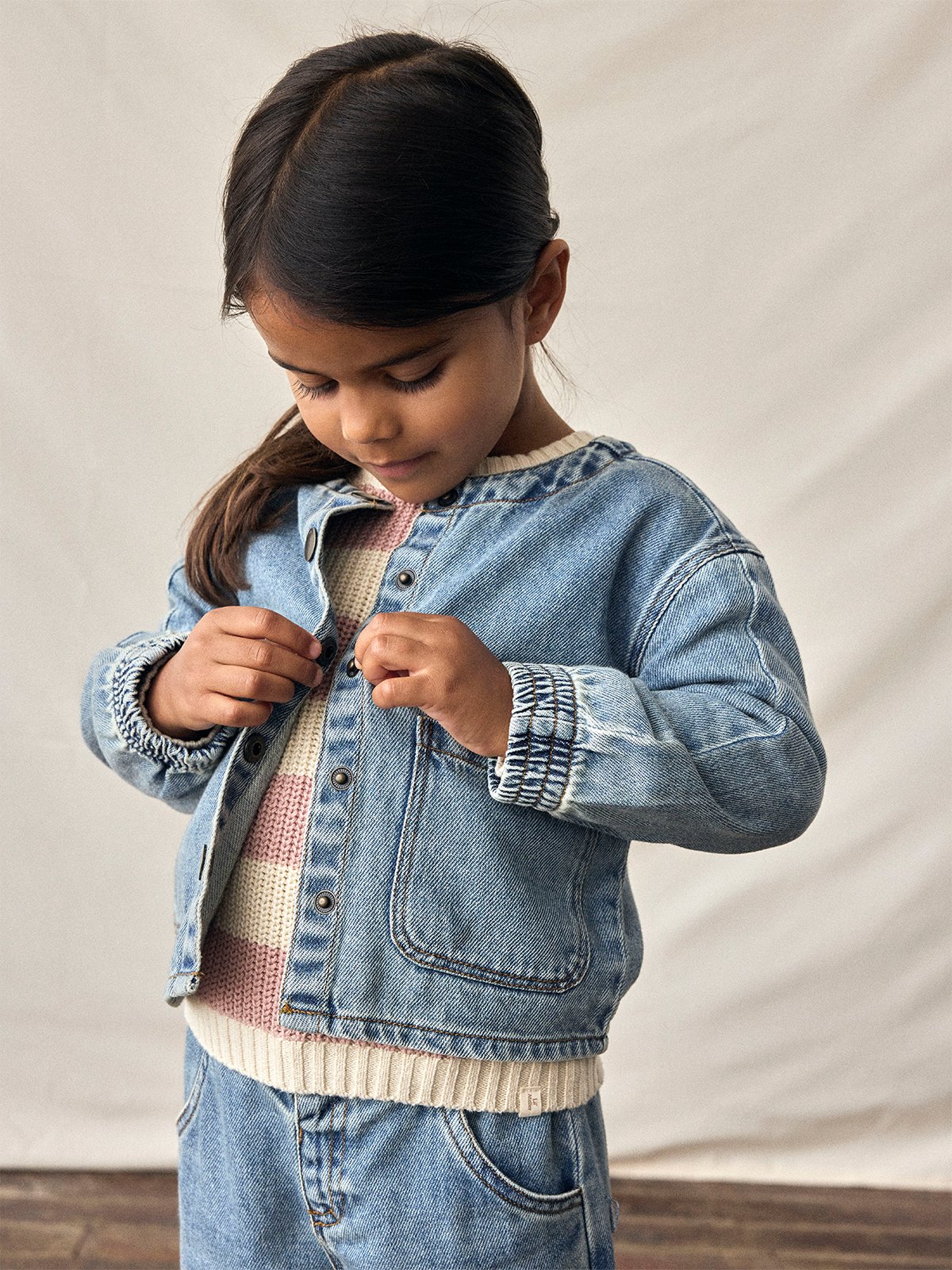 Lil- Atelier Karole Long Sleeve Denim Shirt Medium blue denim