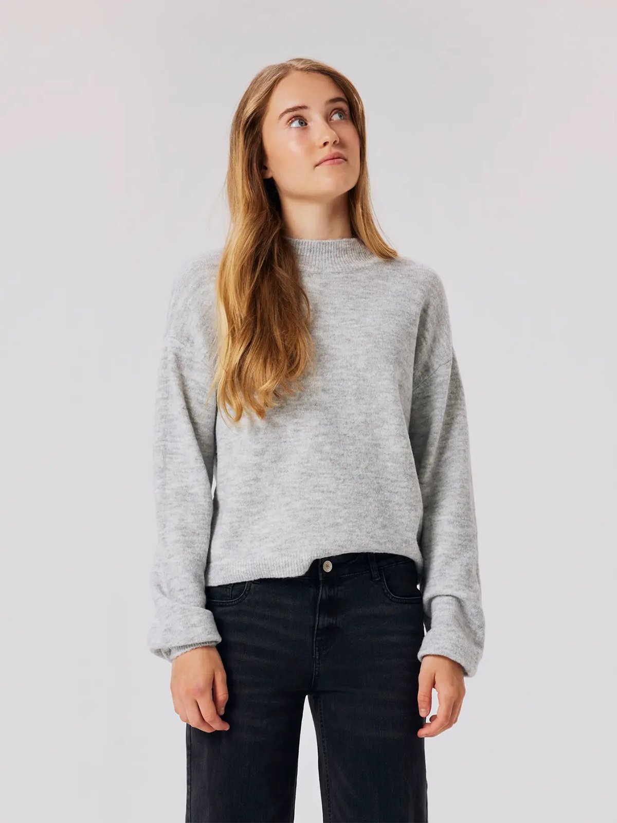 LMTD Lodet Long Sleeve Short Knit Light Grey Melange