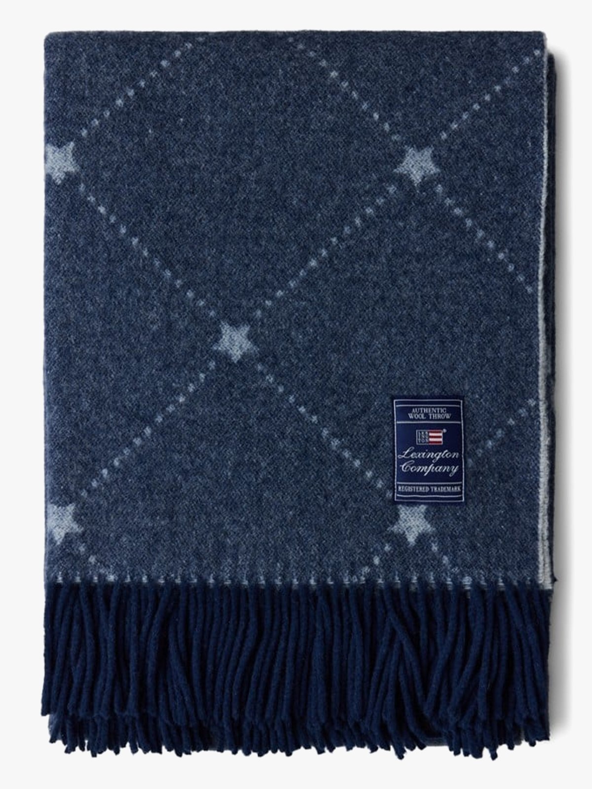 Lexington Signature Star Recycled Wool Throw 130x170 Marineblå