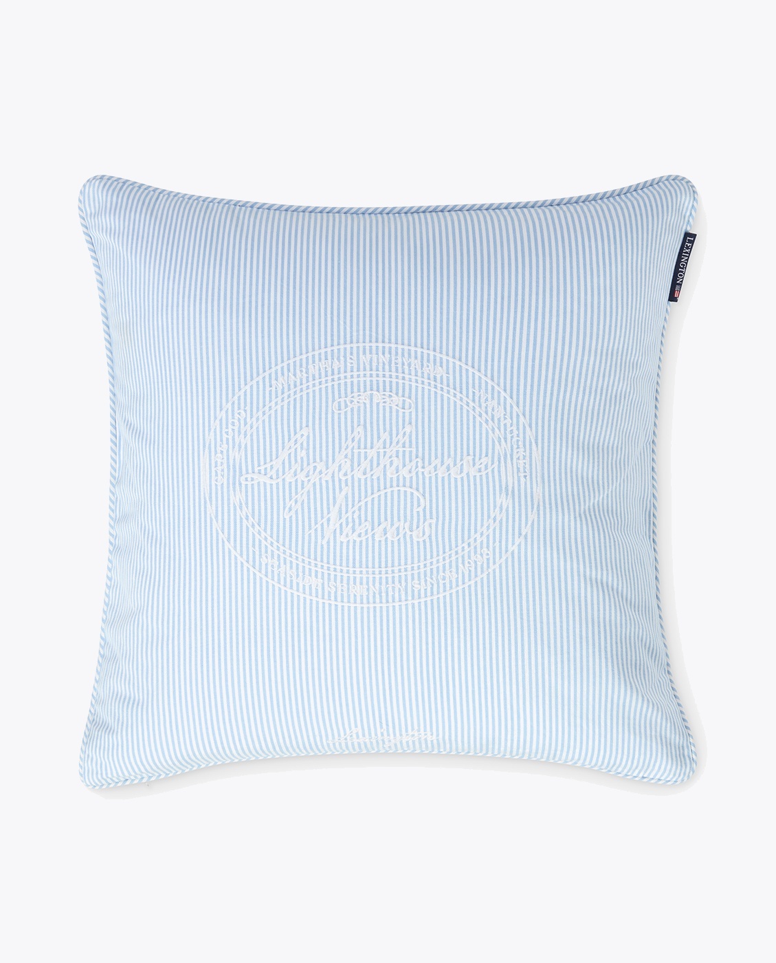 Lexington Blue/White Striped Organic Cotton Pillow Cover 50x50 Blå
