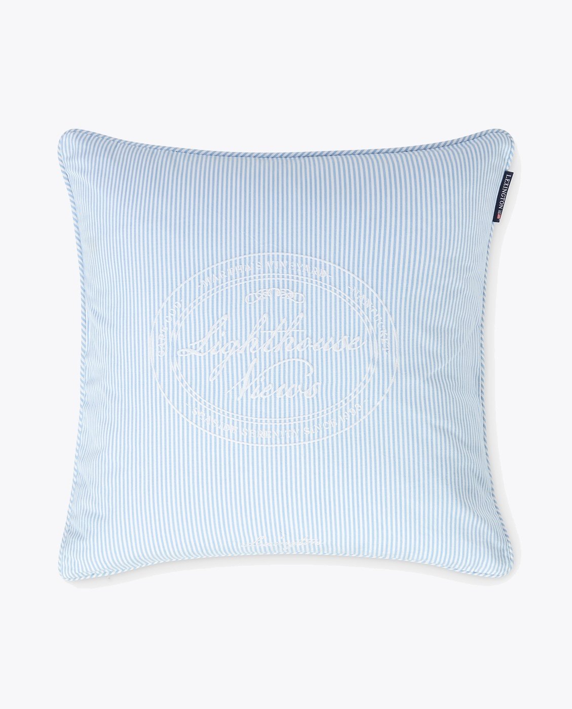 Lexington Blue/White Striped Organic Cotton Pillow Cover 50x50 Blå