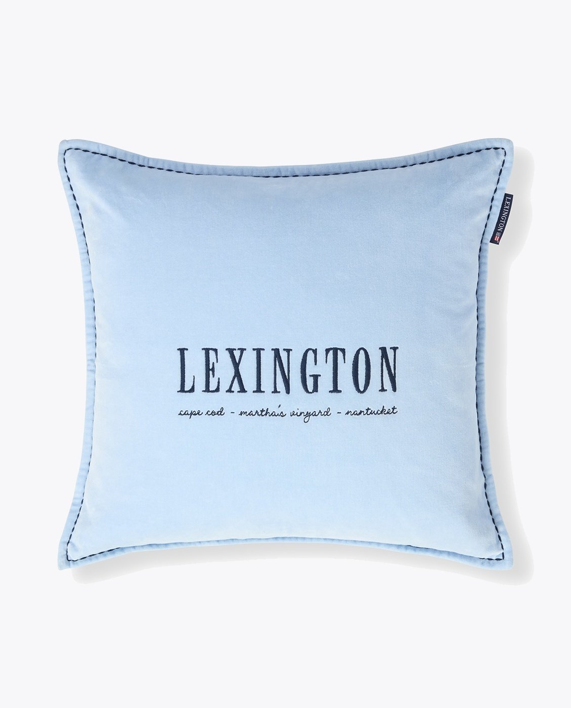 Lexington Blue Logo Organic Cotton Velvet Pillow Cover 50x50 Blå