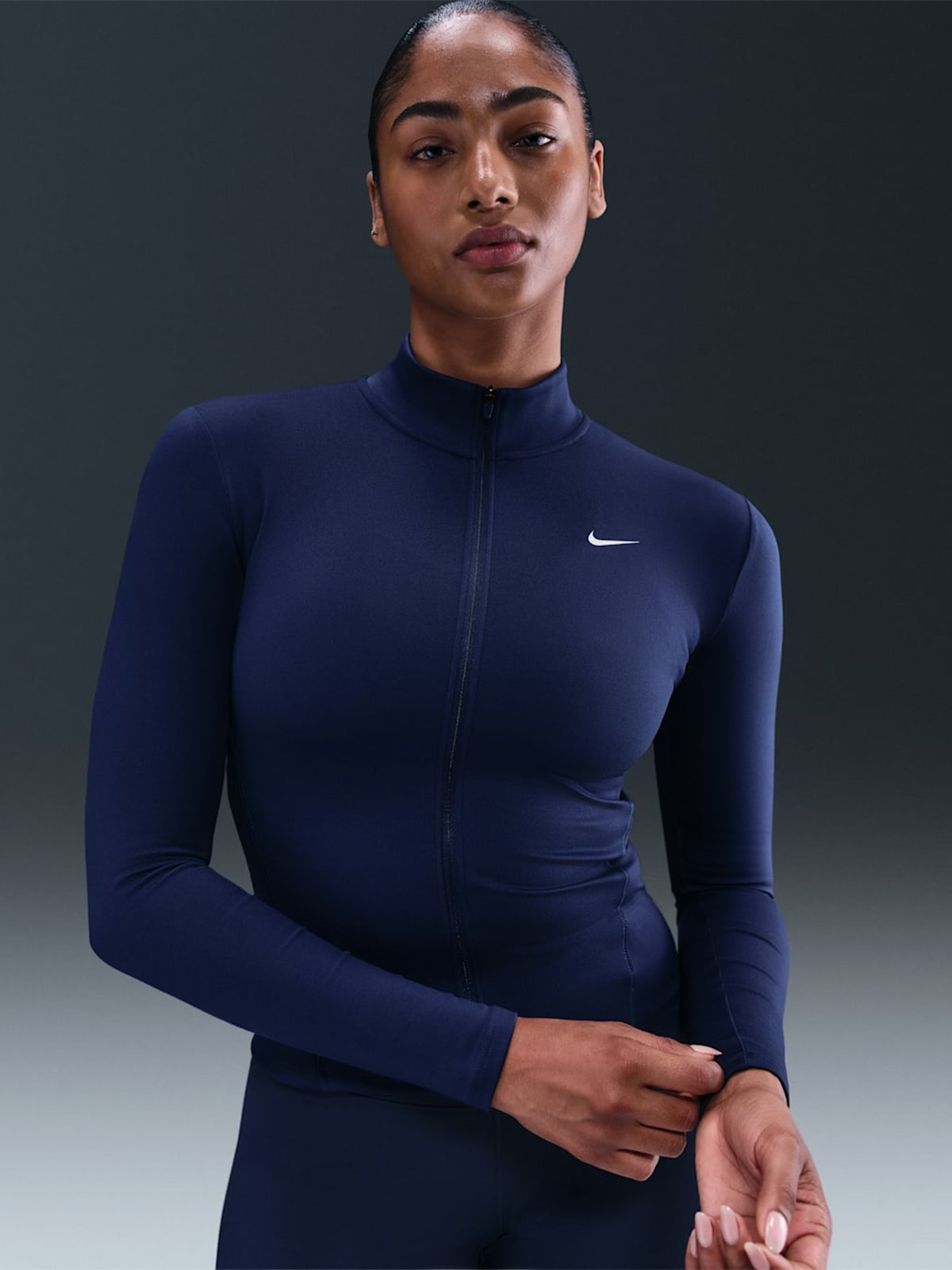 Nike One Dri-Fit Full-Zip Jacket Midnight Navy / White