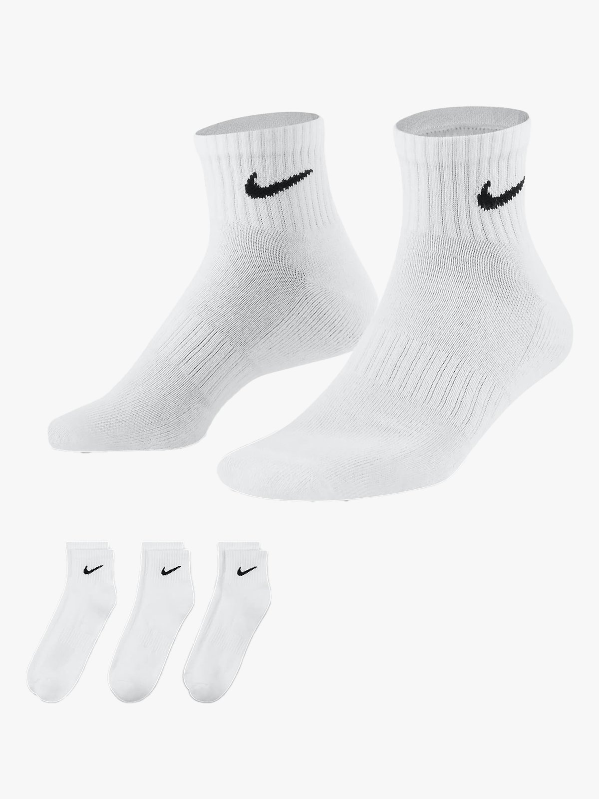 Nike Everyday Cushioned Training Ankle Socks 3pk White / Black