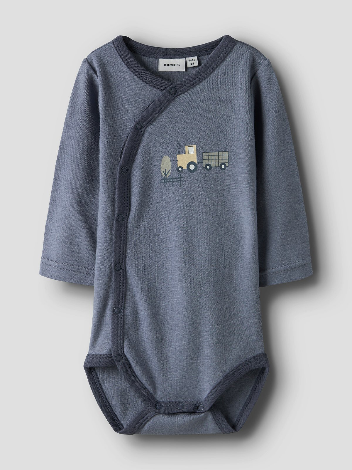 Name It Willit Wool Long Sleeve Wrap Body Folkstone Gray
