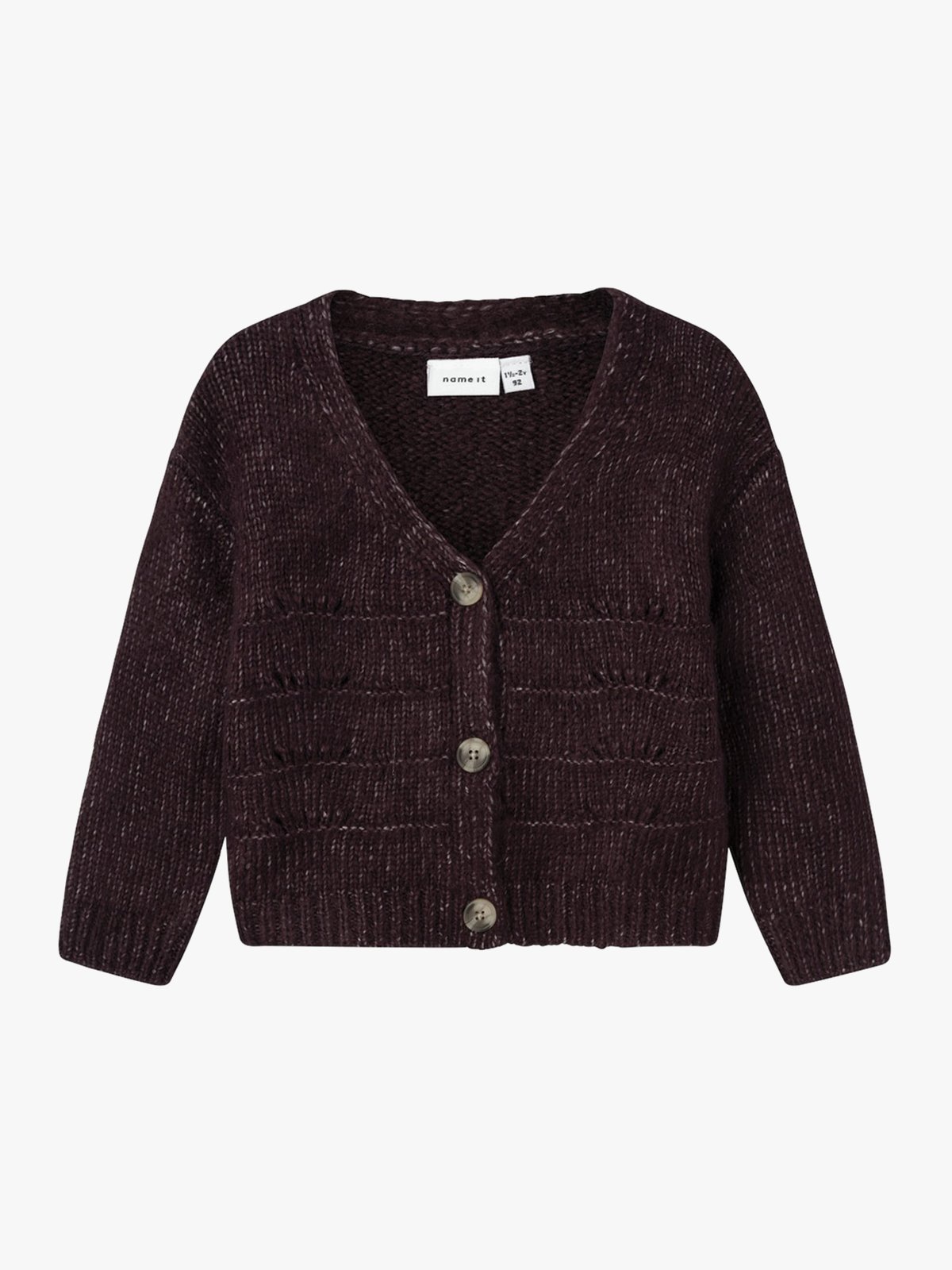 Name It Netrille Long Sleeve Knit Cardigan Plum Perfect