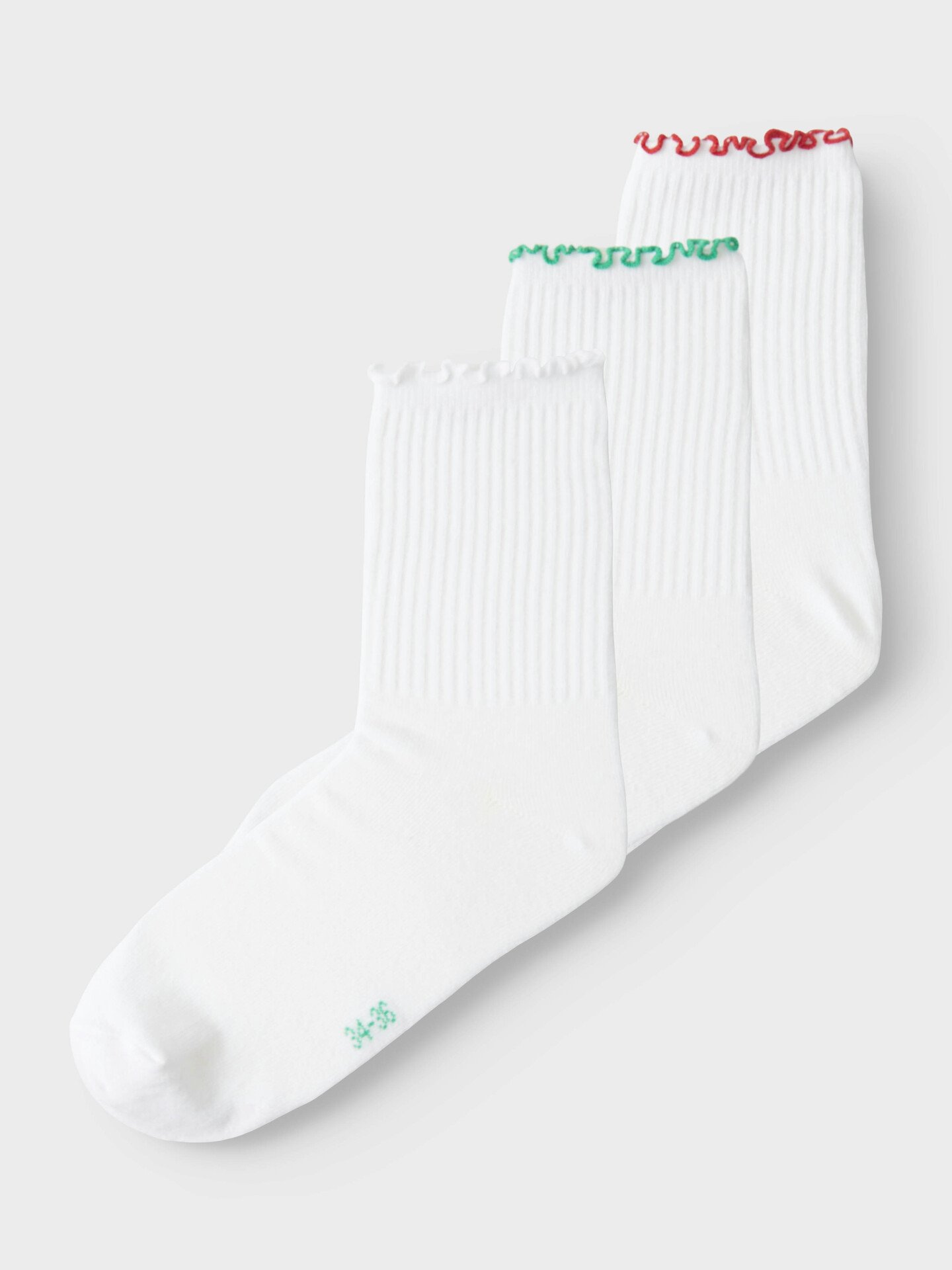 Name It Dina 3-Pack Sock Bright Green / China Red / Bright White