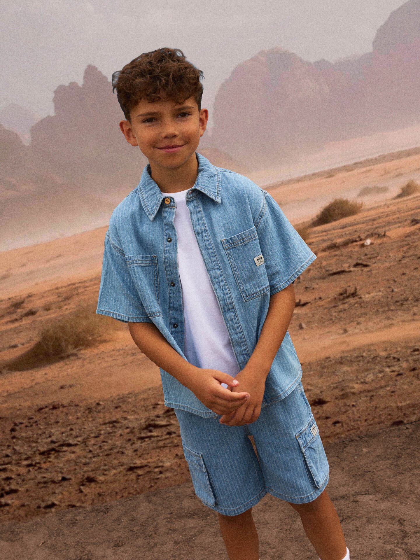 Name It Felix Short Sleeve Denim Shirt Light Blue Denim