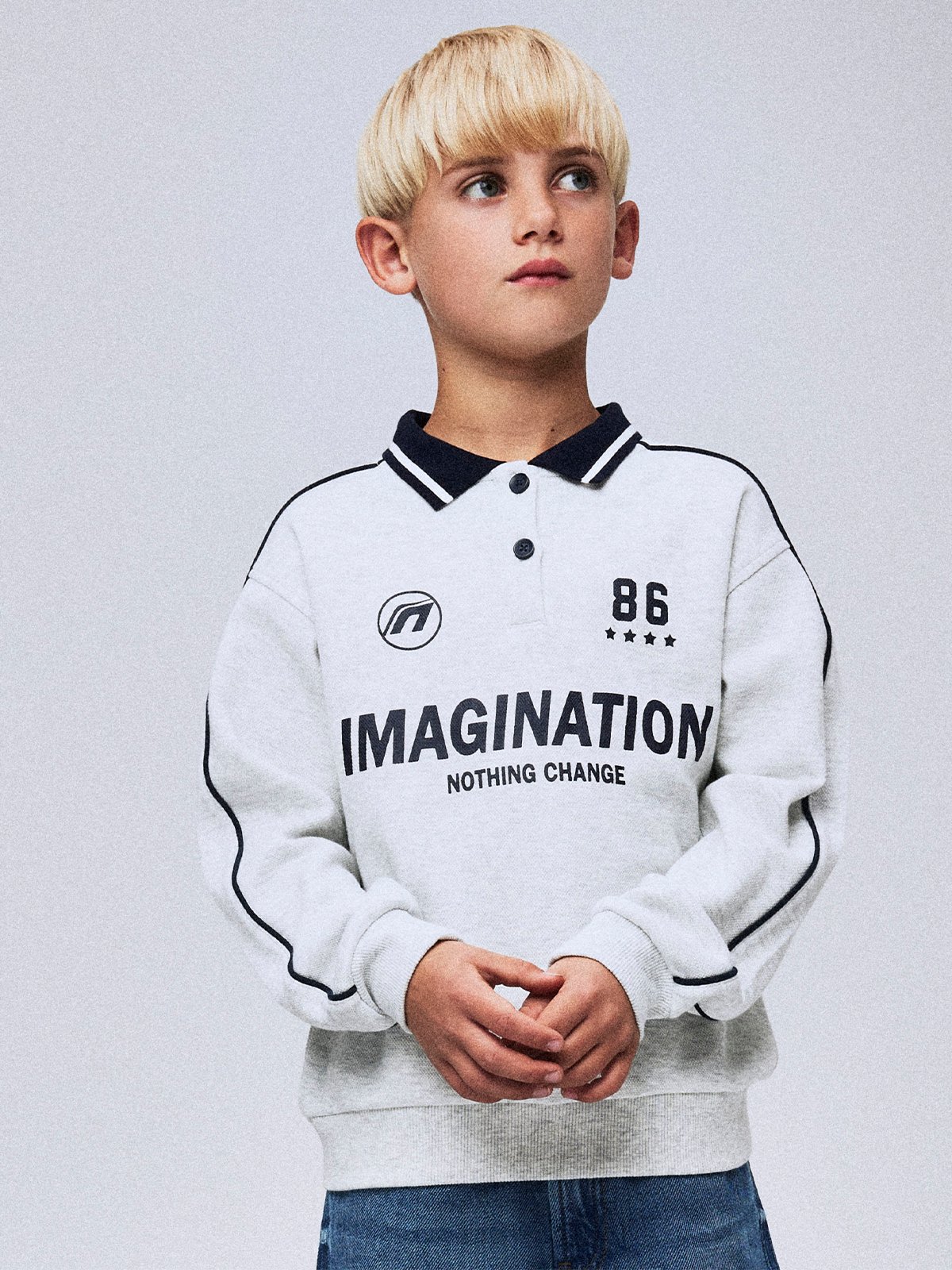 Name It Kris Long Sleeve Polo Light grey melange