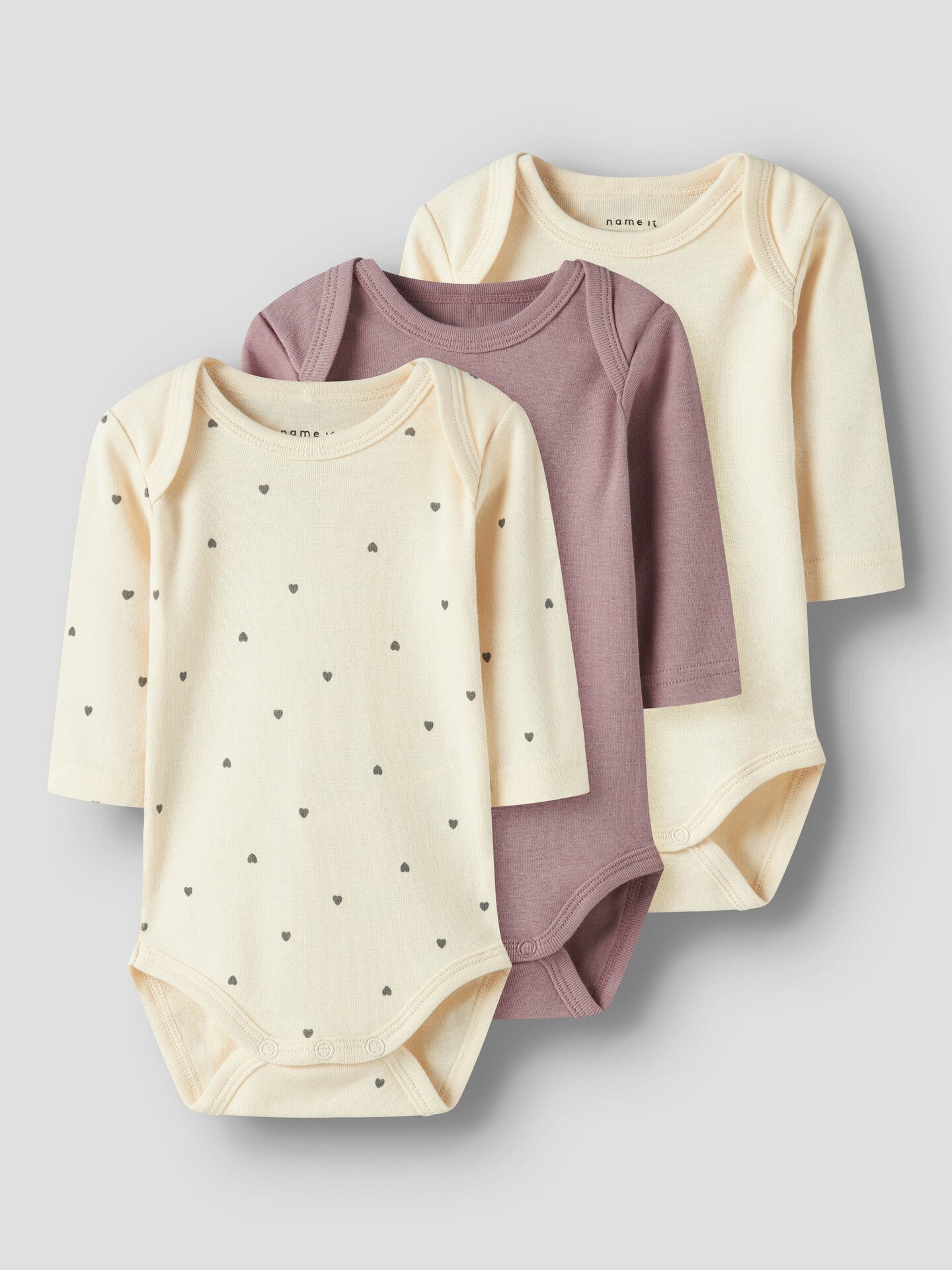 Name It Body 3-Pack Long Sleeve Heart Summer Sand