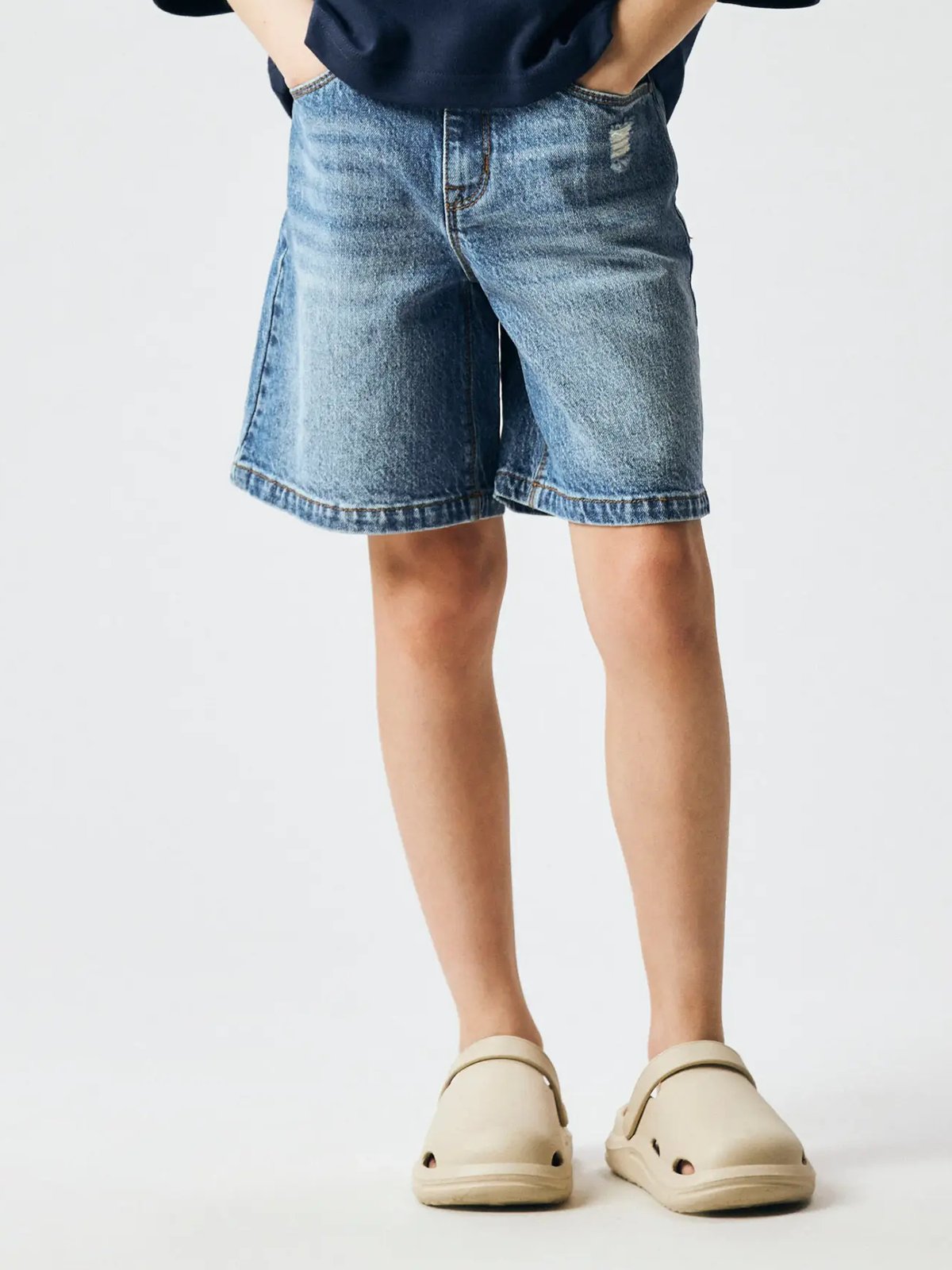 Name It Rose High Waist Long Denim Shorts 1160-Tk Medium Blue Denim