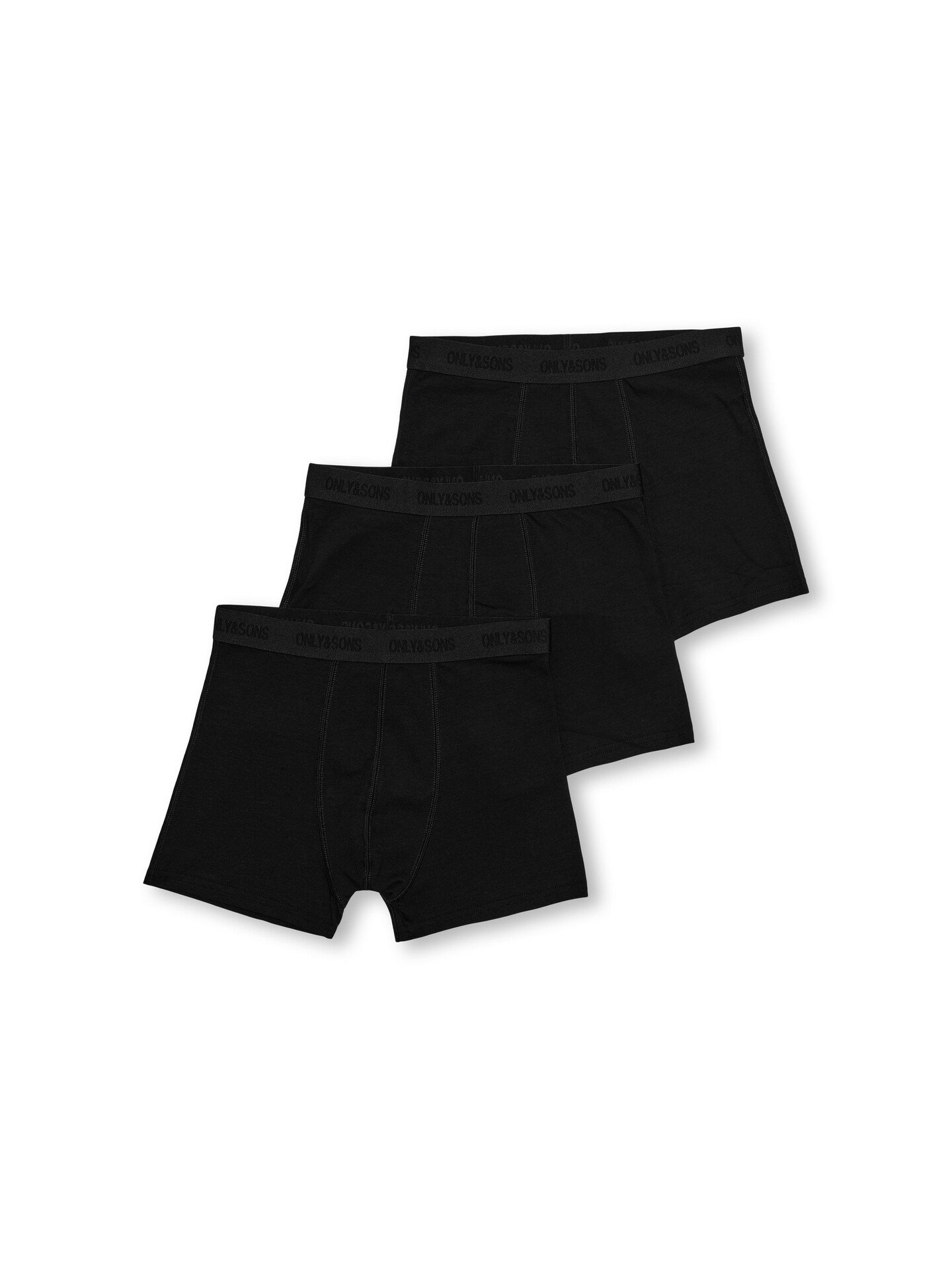 Only & Sons Jr Fitz Solid Black Boxer 3-Pack Black