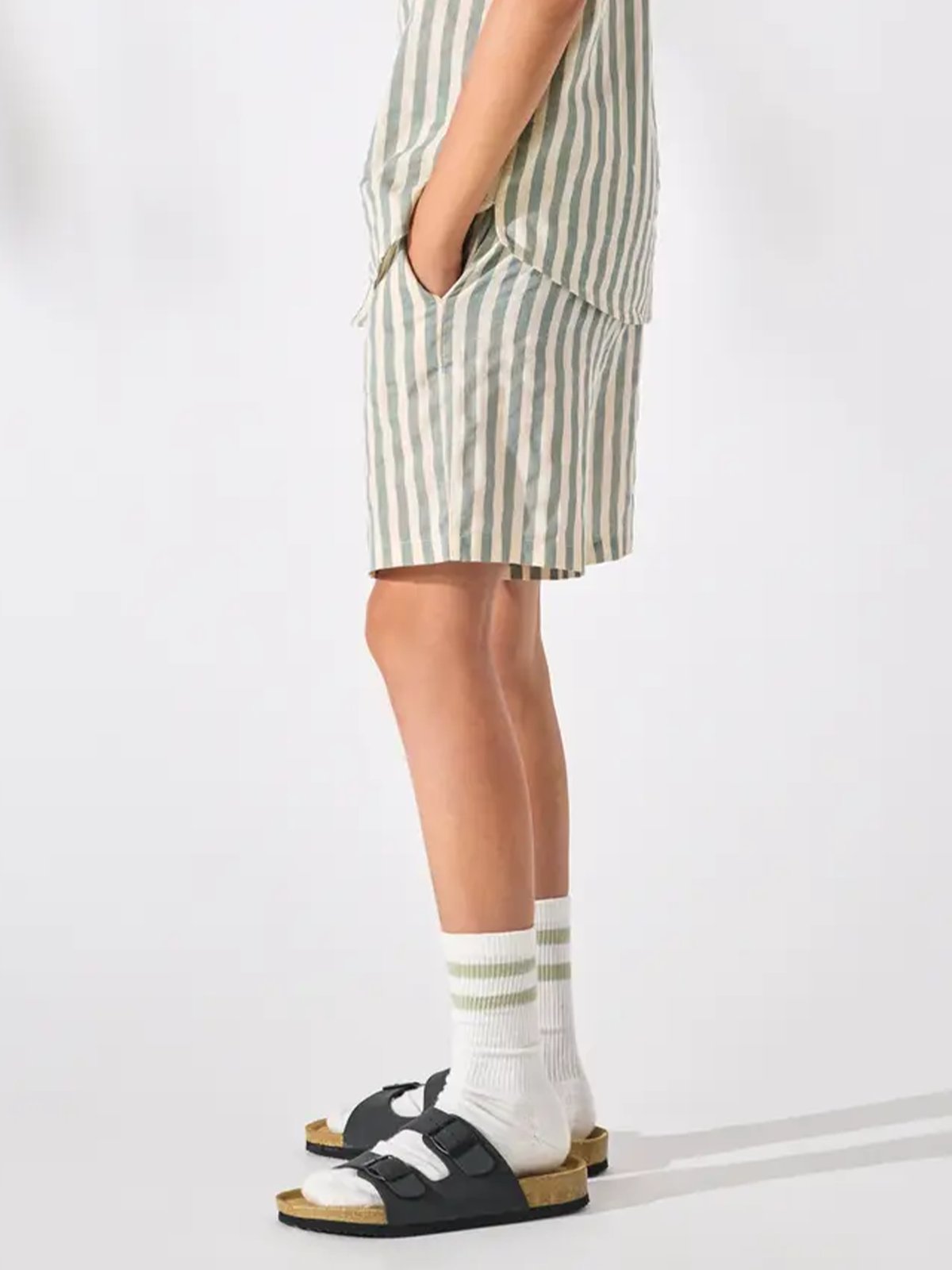Only & Sons Jr Mattie Striped Shorts Woven Iceberg Green Ecru