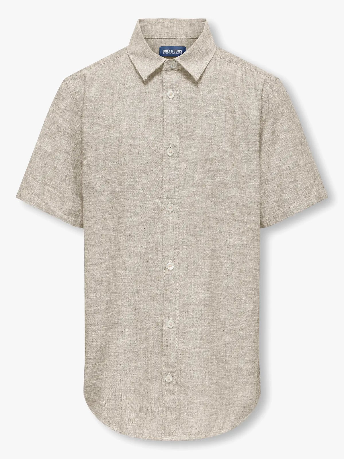 Only & Sons Jr Caiden Life Short Sleeve Solid Linen Shirt Woven Chinchilla