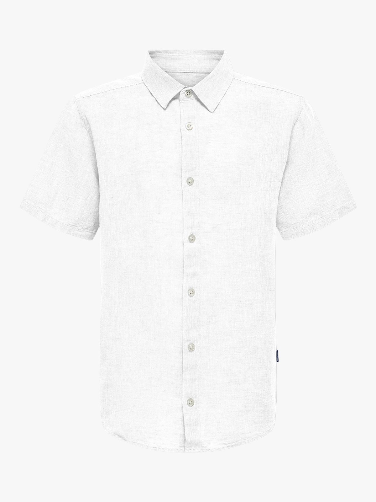 Only & Sons Jr Caiden Life Short Sleeve Solid Linen Shirt Woven White