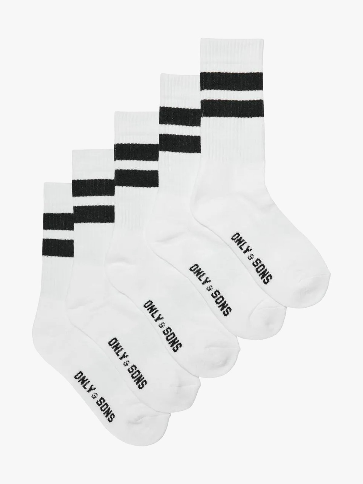 Only & Sons Rody Stripe Tennis Sock 5 Pack White / Black Stripes