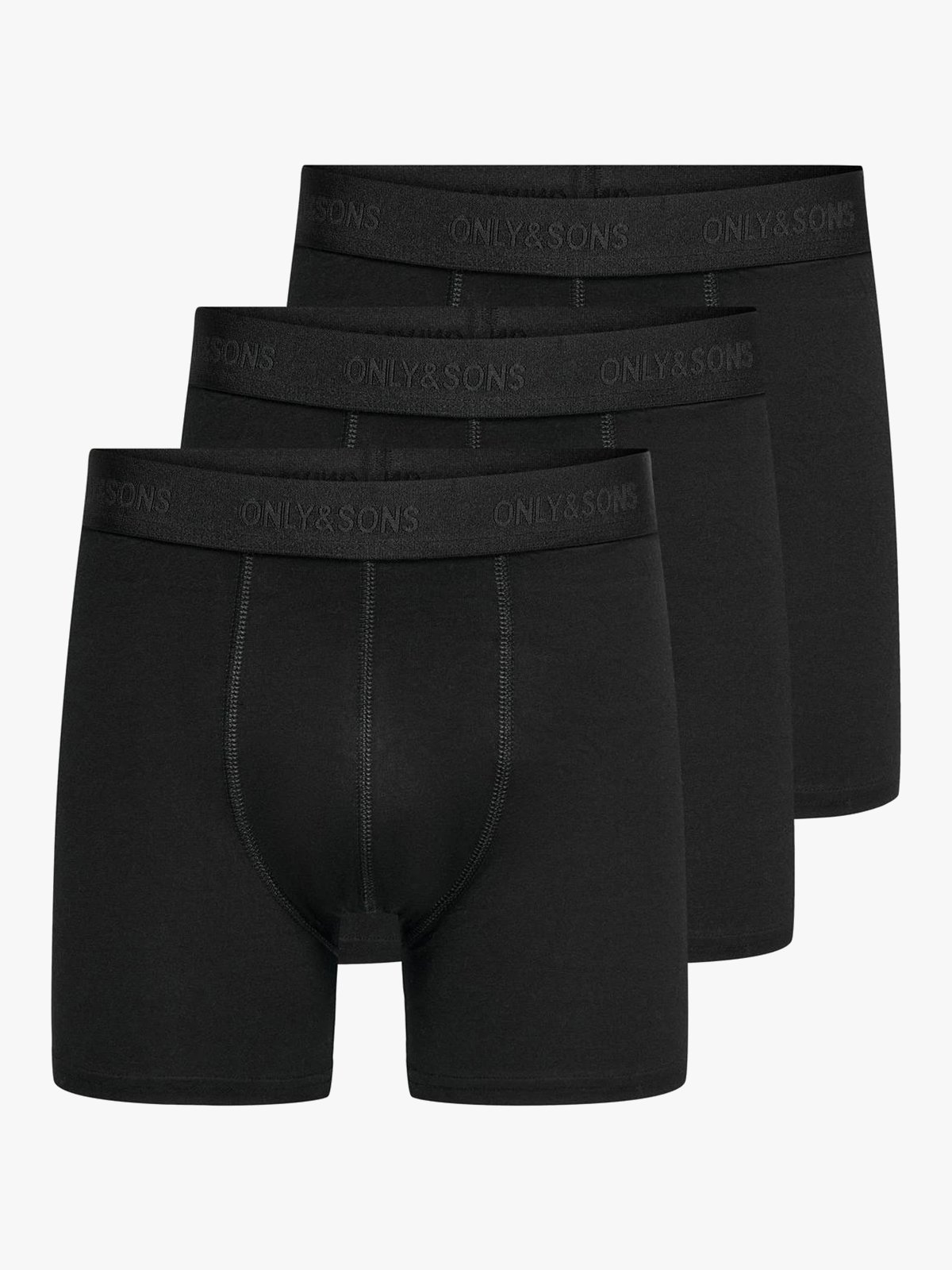 Only & Sons Fitz Solid Black Boxer 3-Pack Black