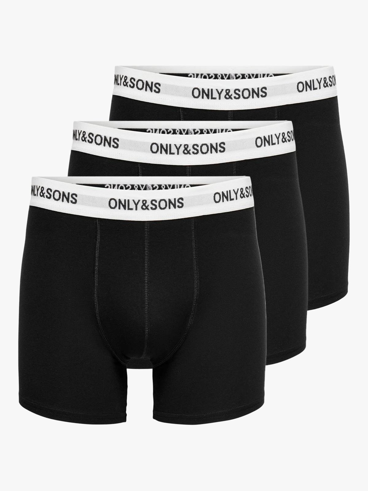 Only & Sons Fitz Solid Black Boxer 3-Pack Black / White