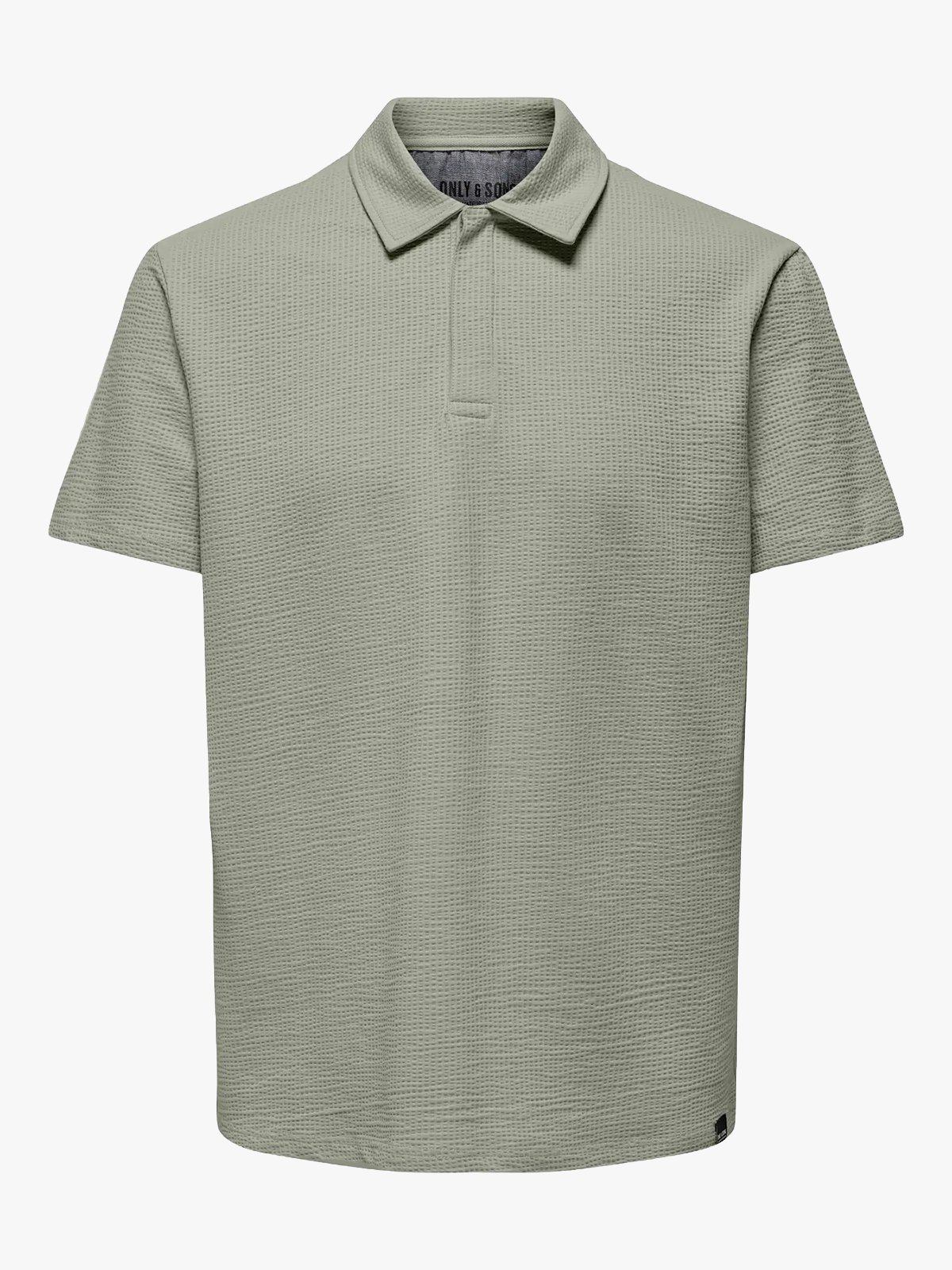Only & Sons Kian Life Regular Seersucker Short Sleeve Polo Seagrass