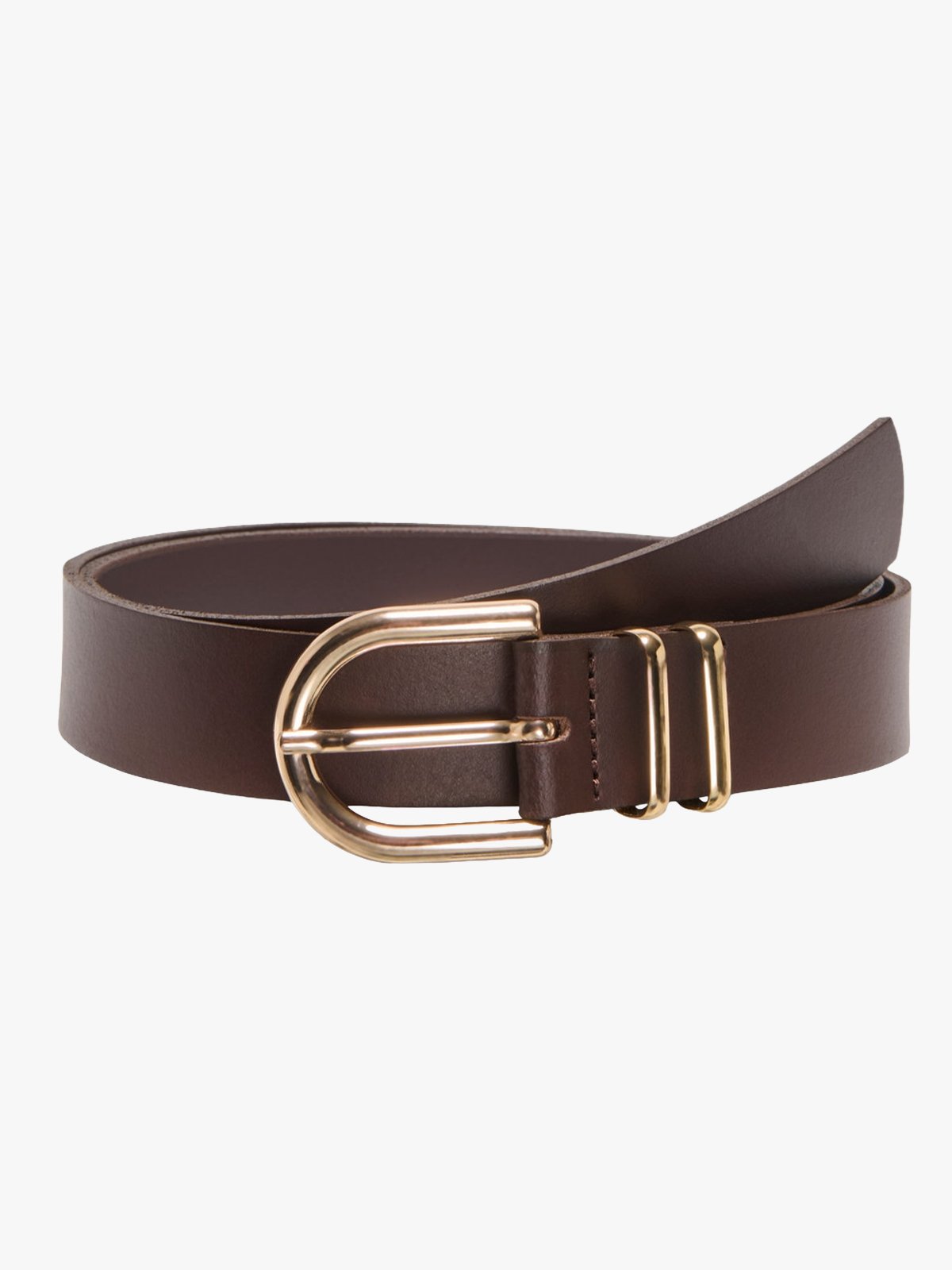 Only Dakota Leather Jeans Belt Chocolate Martini Gold