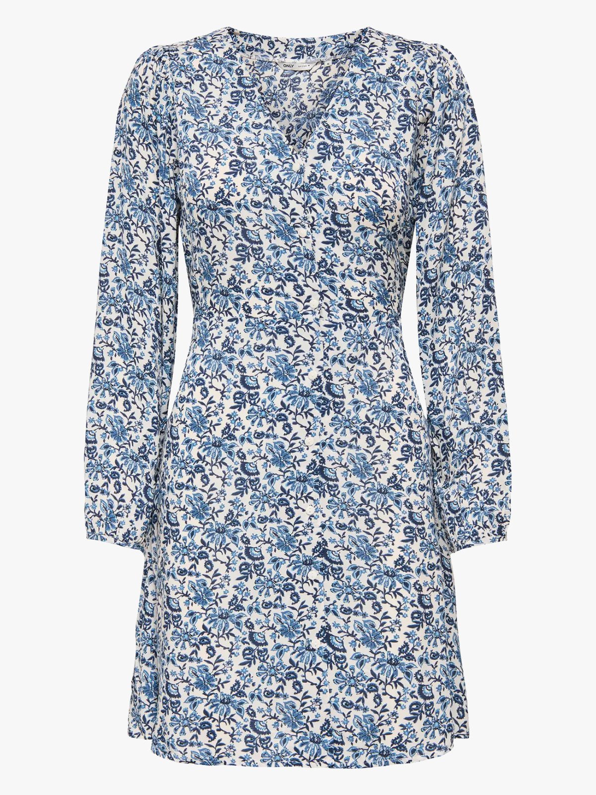 Only Levida Long Sleeve Short Dress Coronet Blue Jadie Flower