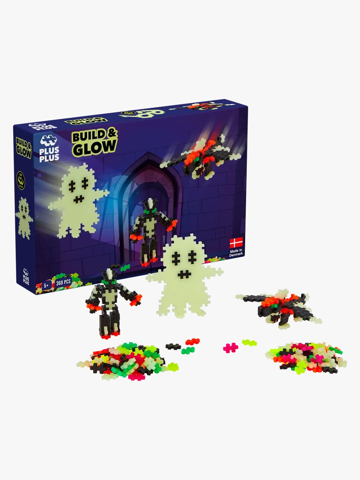 Plus-Plus Build and Glow - Glow in the Dark - 360 pcs Flerfarget