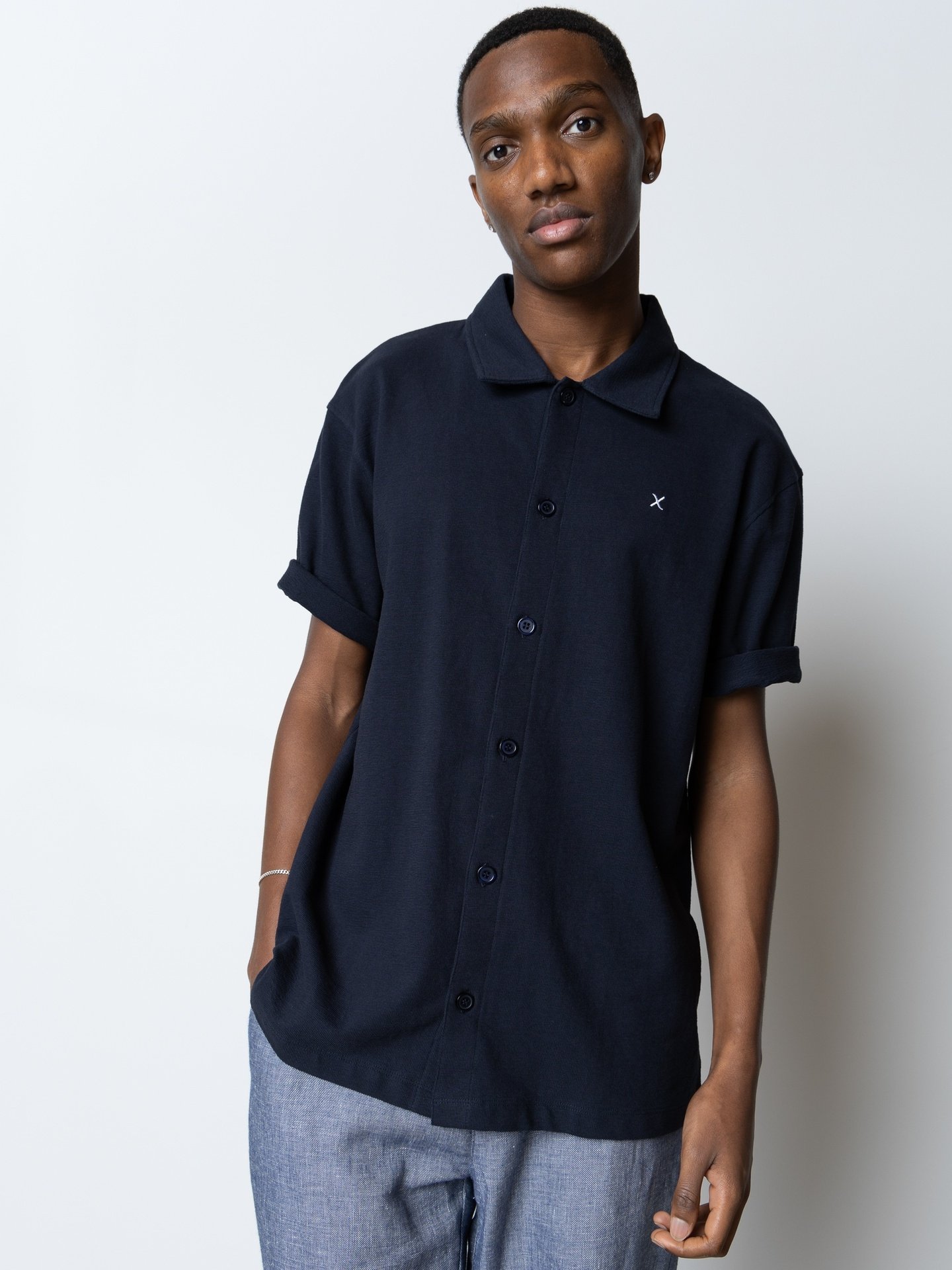 CLEAN CUT COPENHAGEN Calton Structured Shirt Short Sleeve Dark Navy