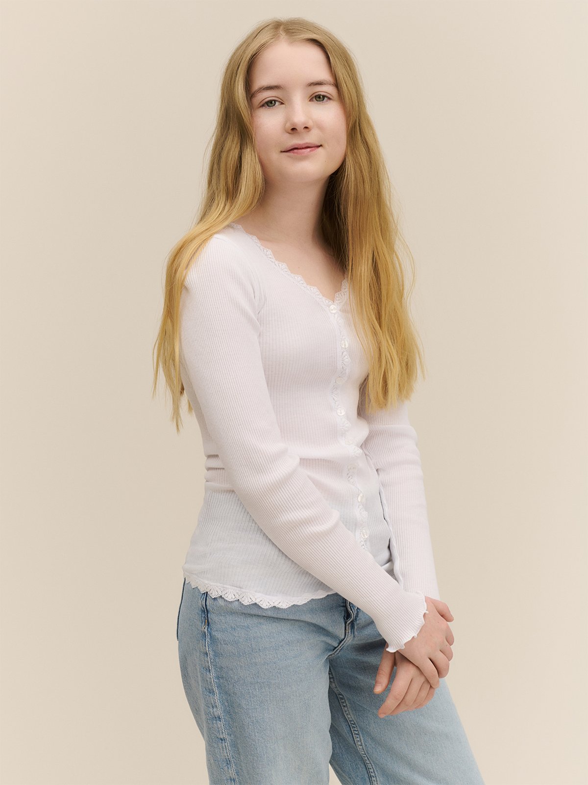 Rosemunde Balta Long Sleeve Regular Lace Cardigan Hvit