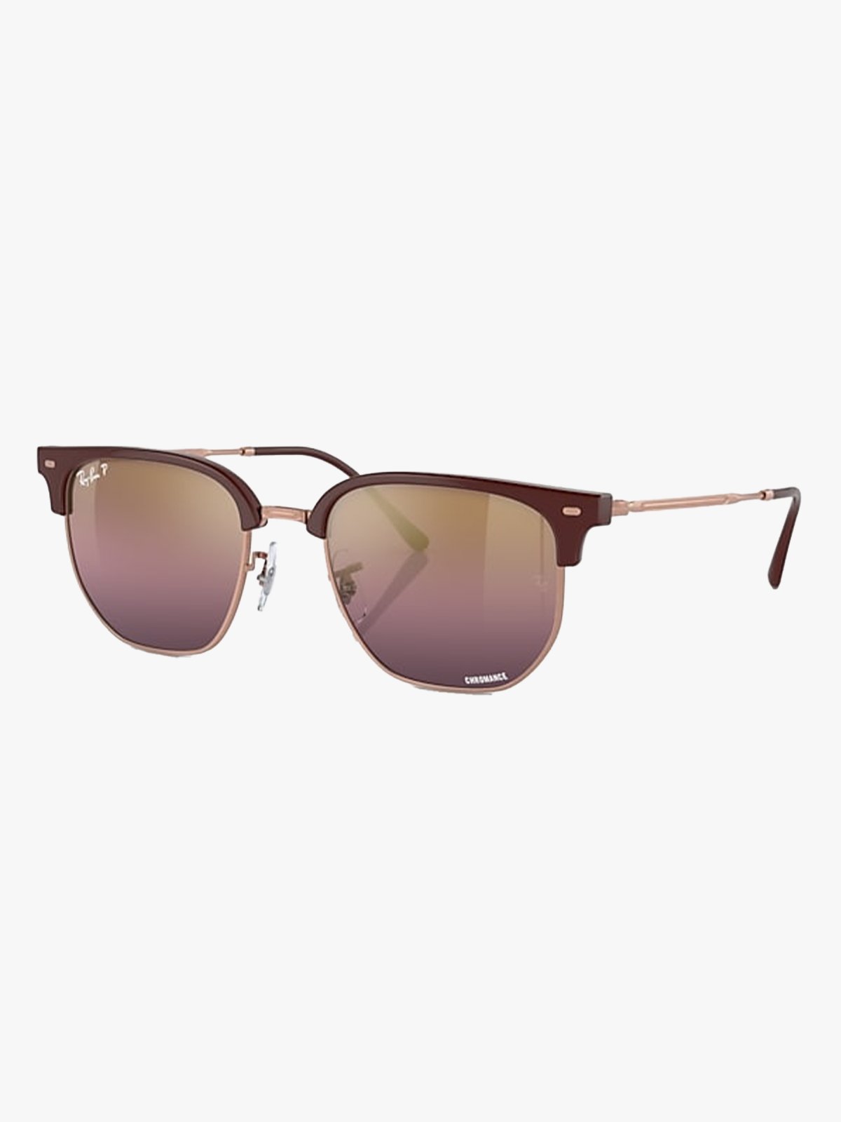 Ray-Ban New Clubmaster Polarized Frame: Polished Bordeaux On Rose Gold / Lenses: Gold, Red Chromance