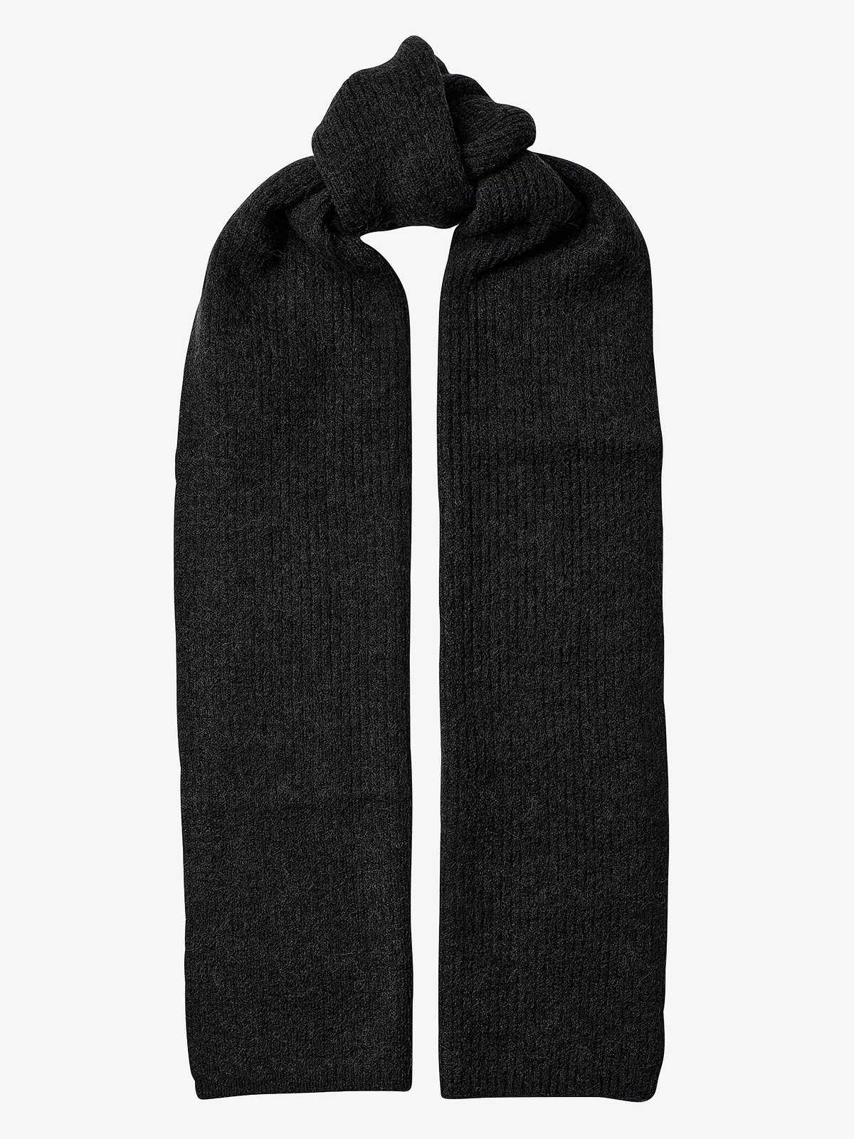 Selected Femme Lulu Lano Narrow Knit Scarf Black Melange