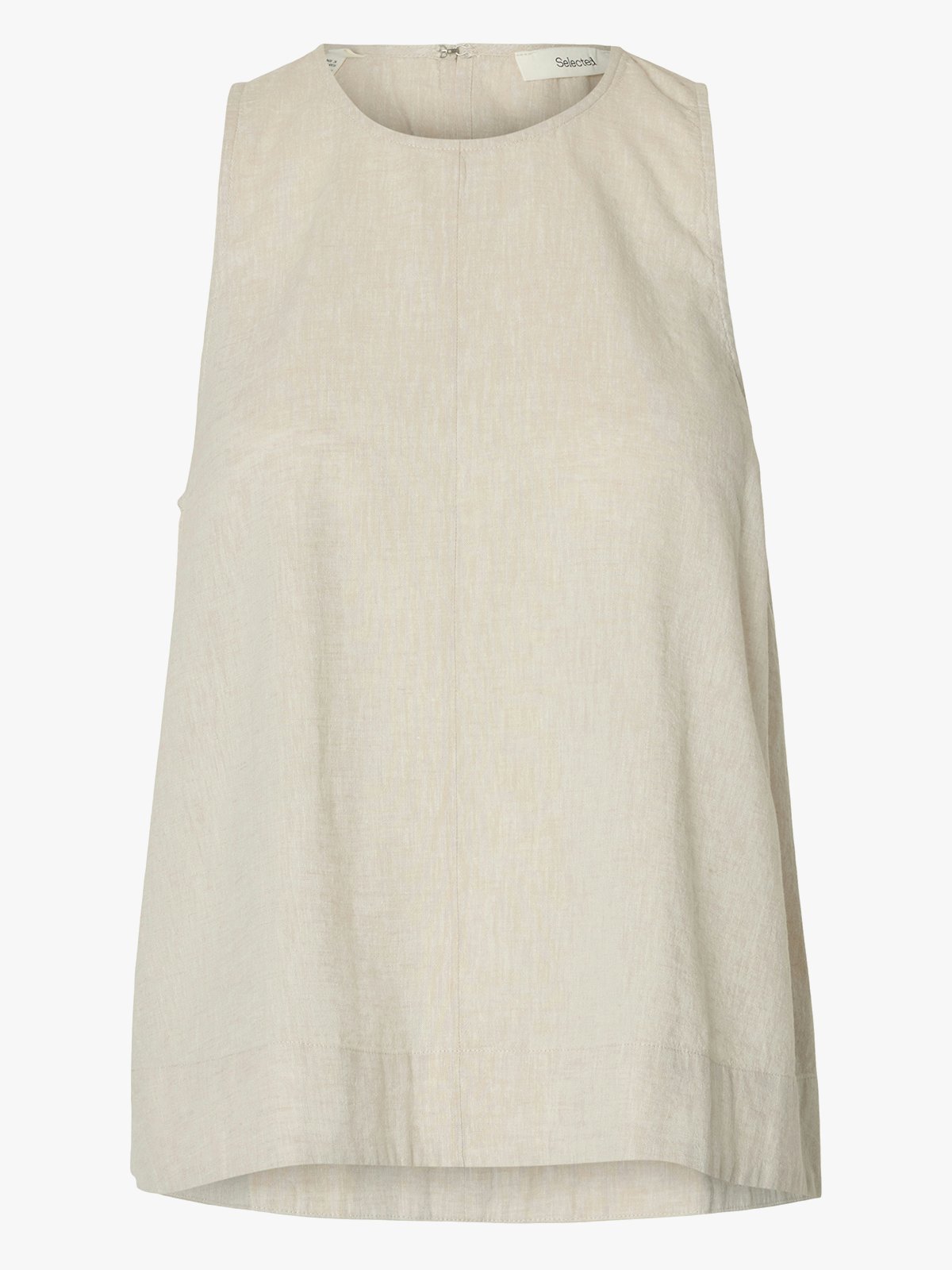 Selected Femme Luisa Short Sleeve Linen Blend Top Sandshell