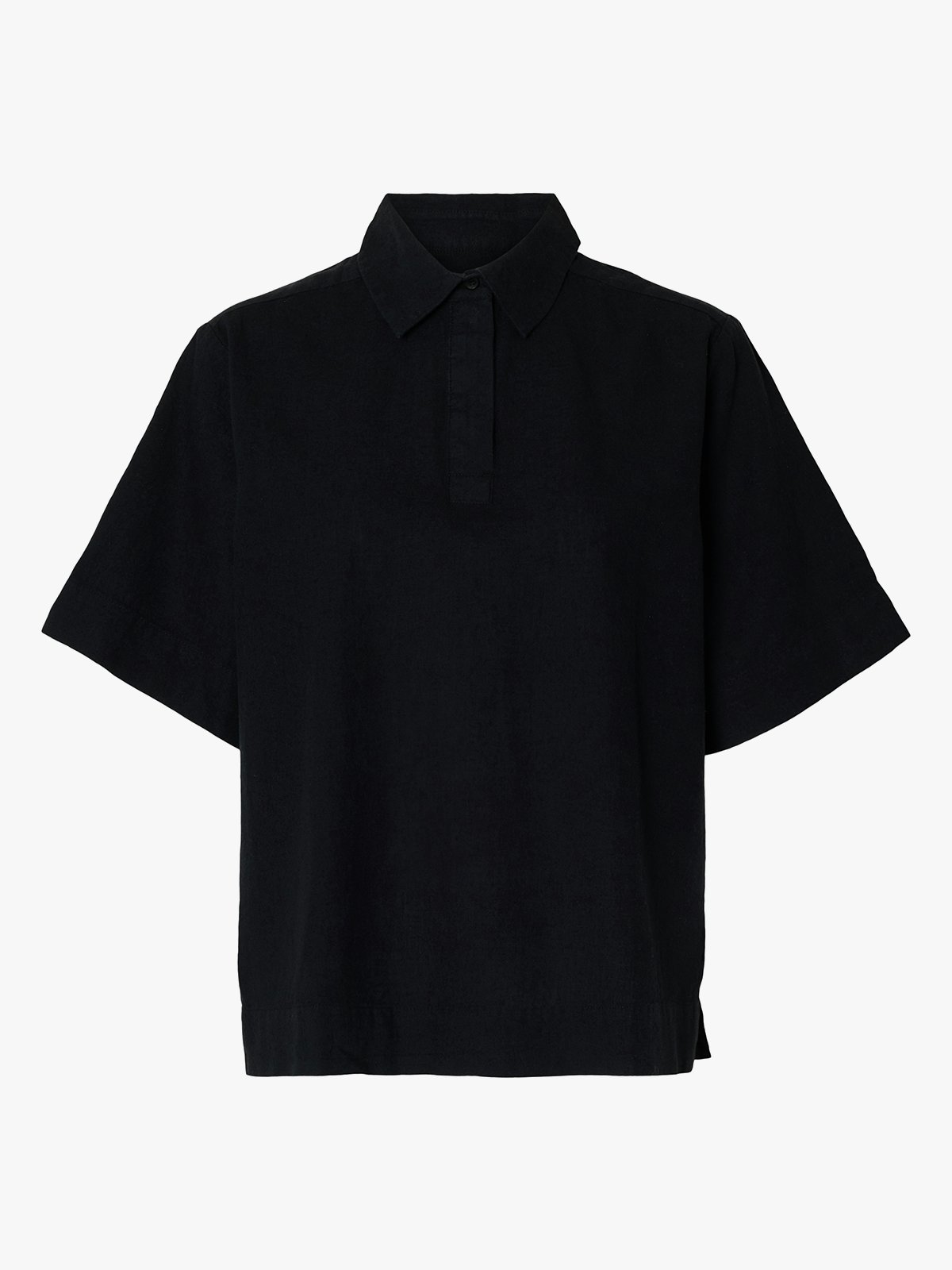 Selected Femme Luisa Linen Blend Polo Black