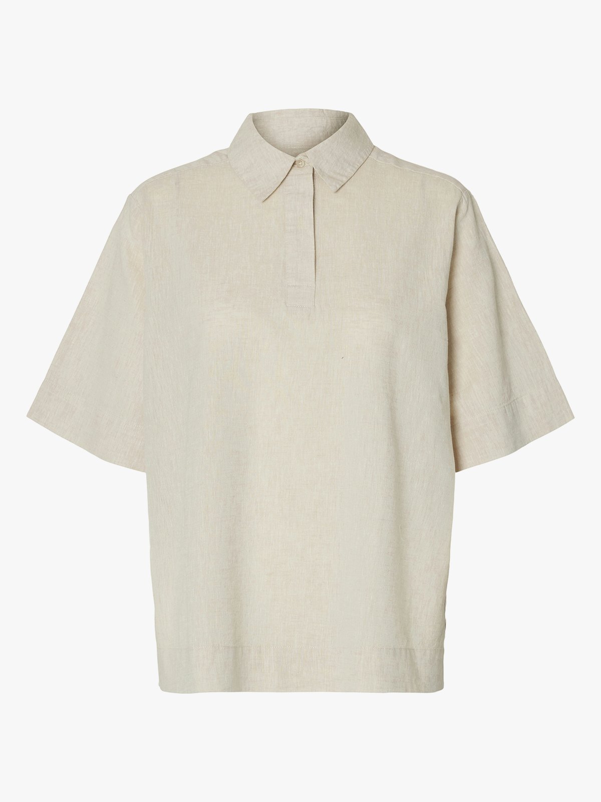 Selected Femme Luisa Linen Blend Polo Sandshell