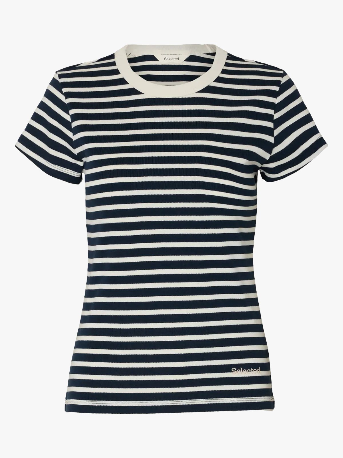 Selected Femme Milly Short Sleeve Tee Dark Sapphire / Egret