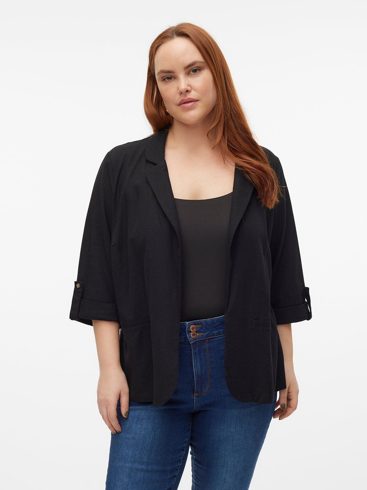 Vero Moda Curve Jesmilo 3/4 Blazer Black